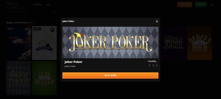 Wild Casino Joker Poker