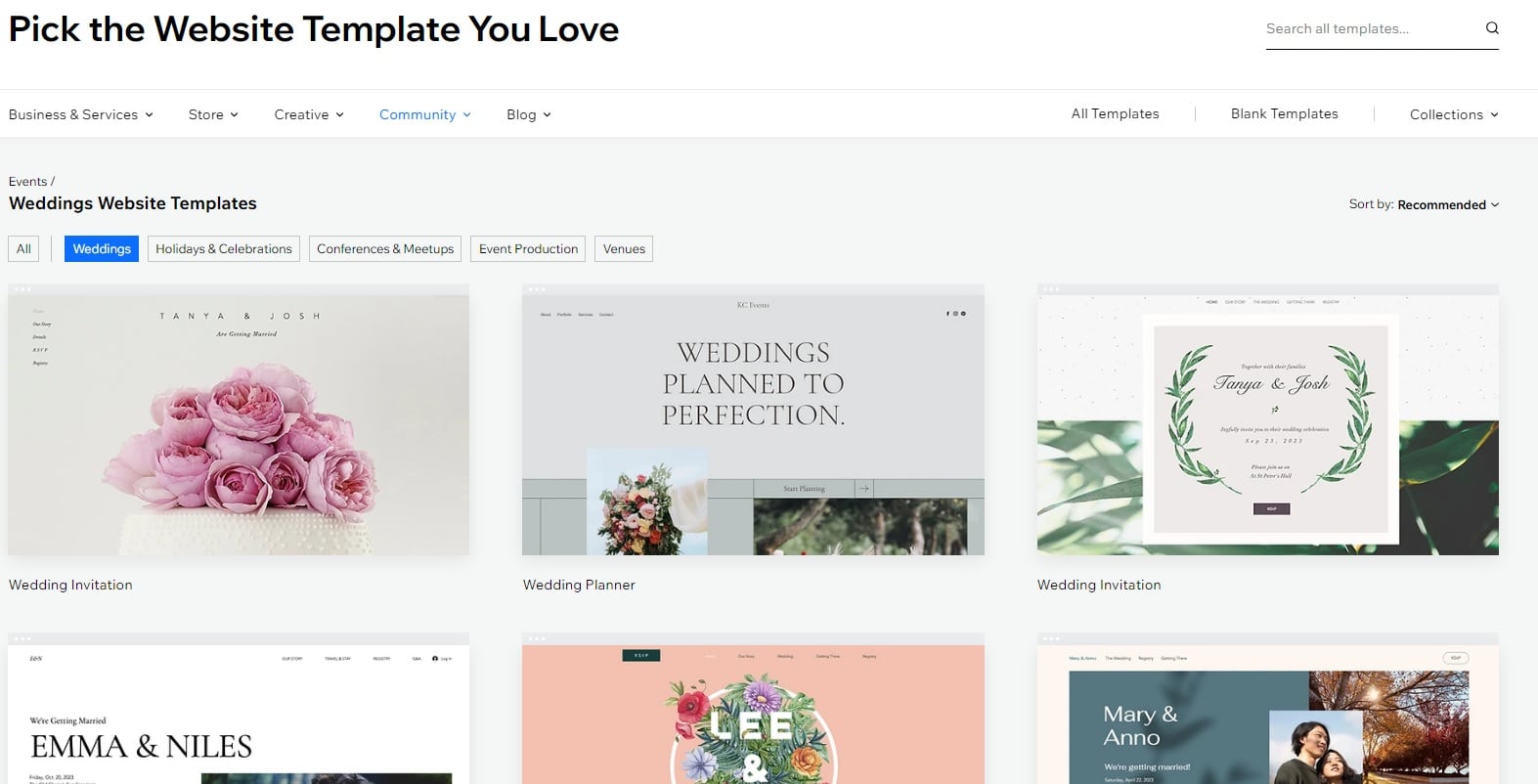Wix wedding templates