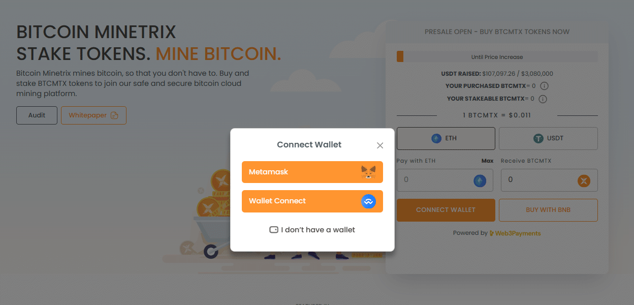 bitcoin minetrix connect wallet