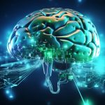 A human brain hooked up to electrodes.