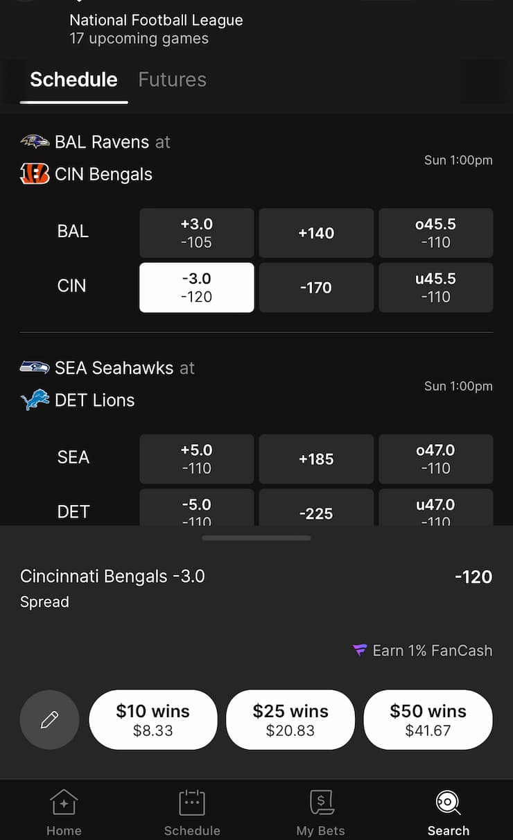 Placing first bet at Fanatics OH