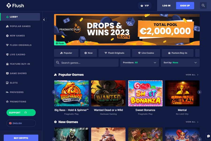 Flush casino homepage