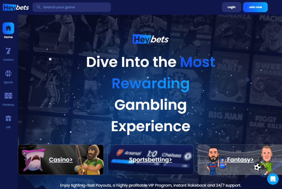 Heybets casino homepage
