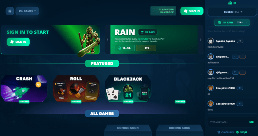 RBLXRoll homepage