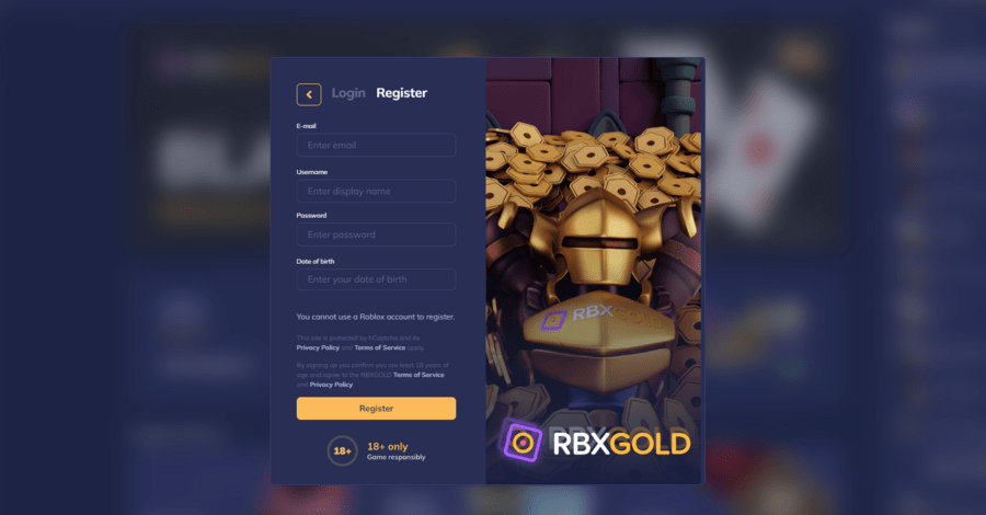 RBXGOLD registration
