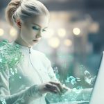 A women entering a virtual space