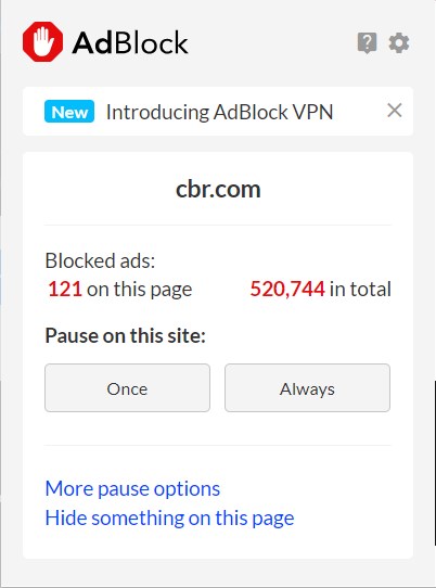 AdBlock blocking ads on CBR