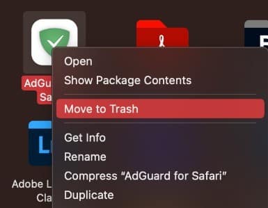 Move extension to trash