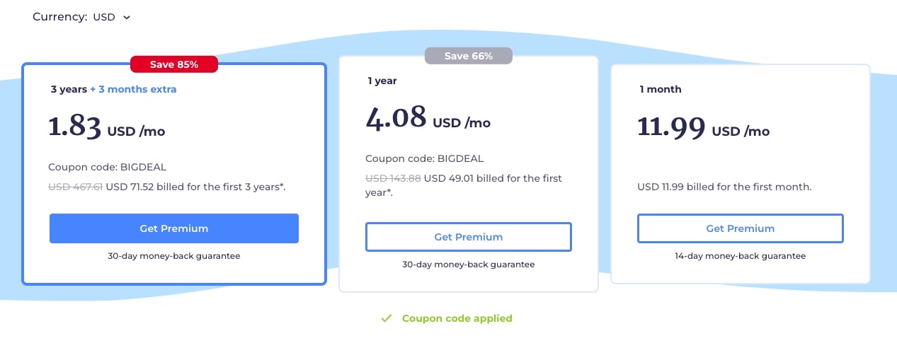 A screenshot of the AtlasVPN pricing plans.