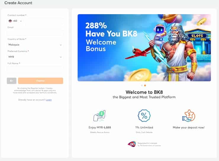 BK8 account info
