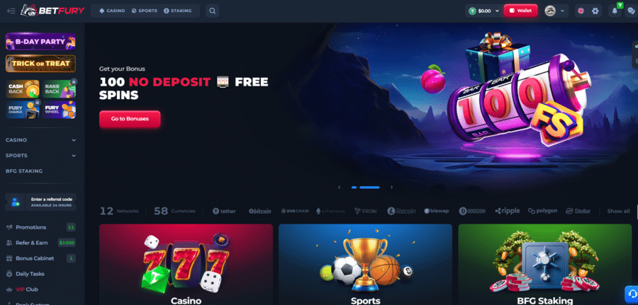 BetFury casino site with no deposit bonus