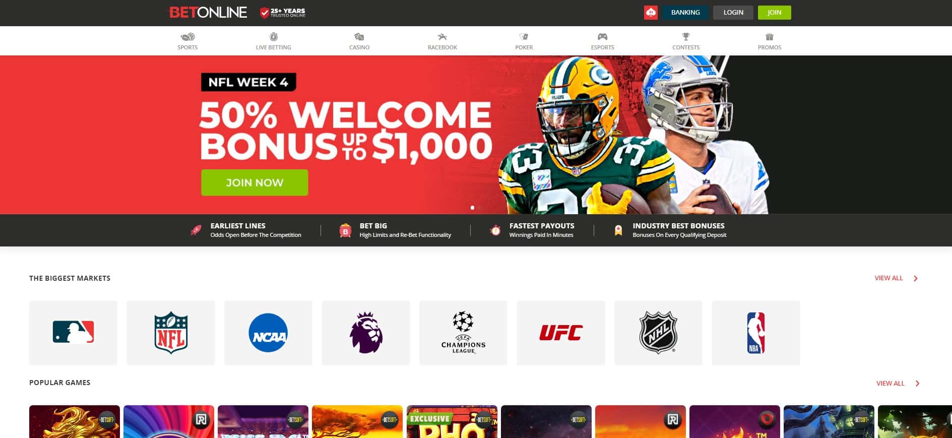 BetOnline Homepage illinois
