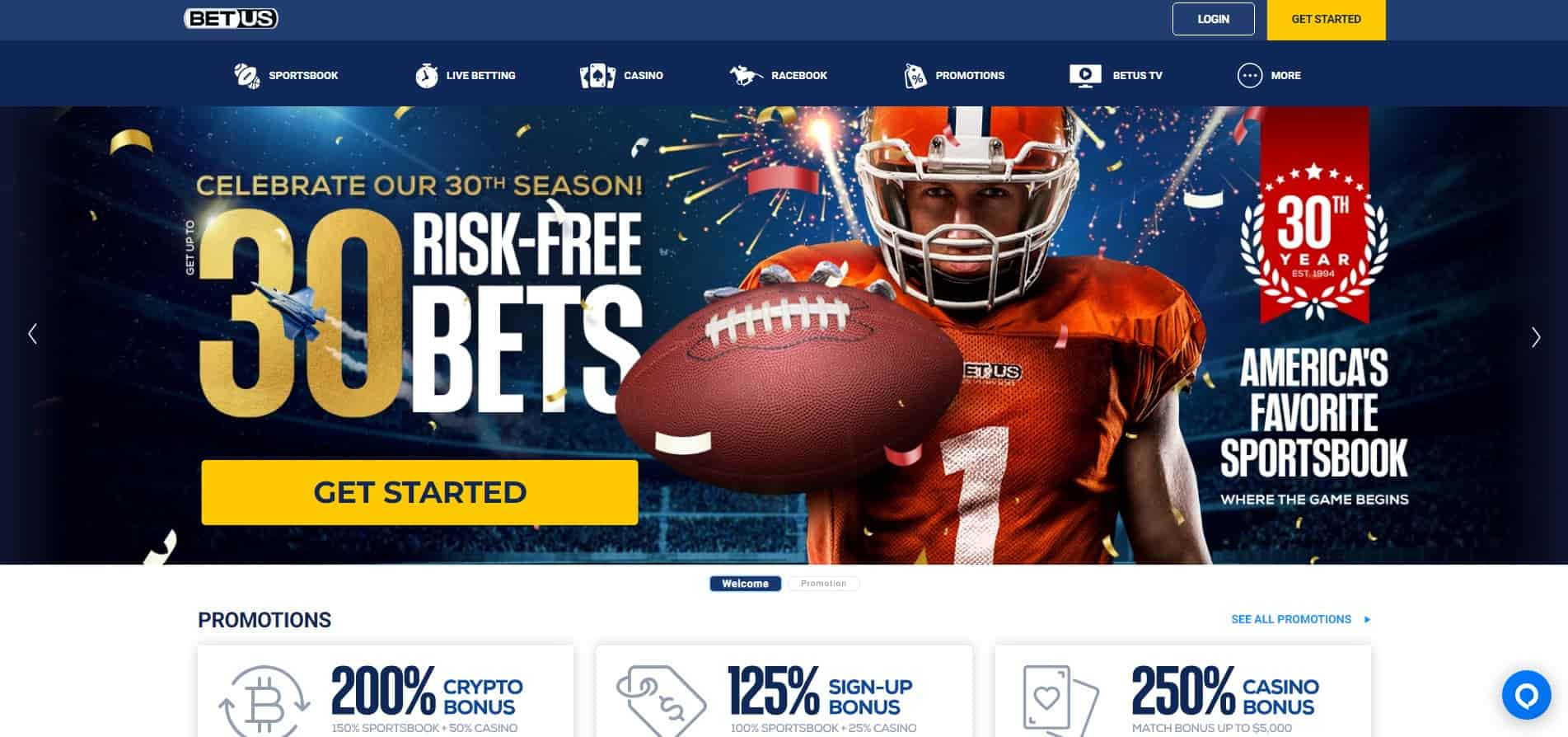 BetUS Homepage casino
