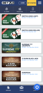 BetUS real money blackjack app