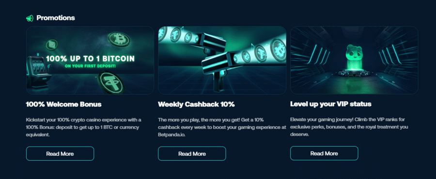 With anonymous registration and a no-minimum deposit up to 1 BTC welcome bonus on your side, you’ve got little to lose joining Betpanda.