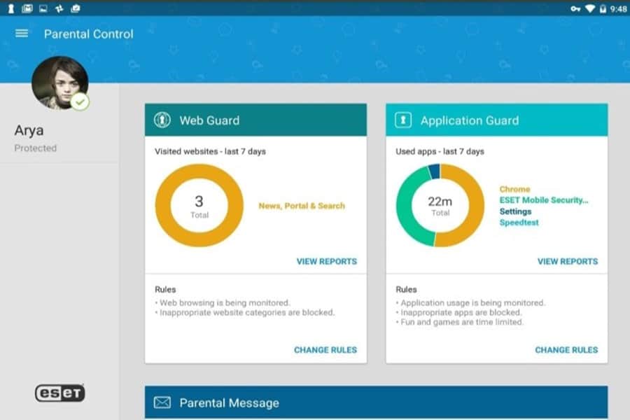 ESET-parental-cotntrol-dashboard