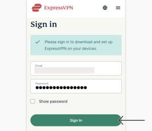 ExpressVPN log in