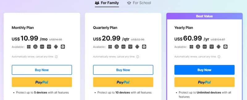 Famisafe Pricing