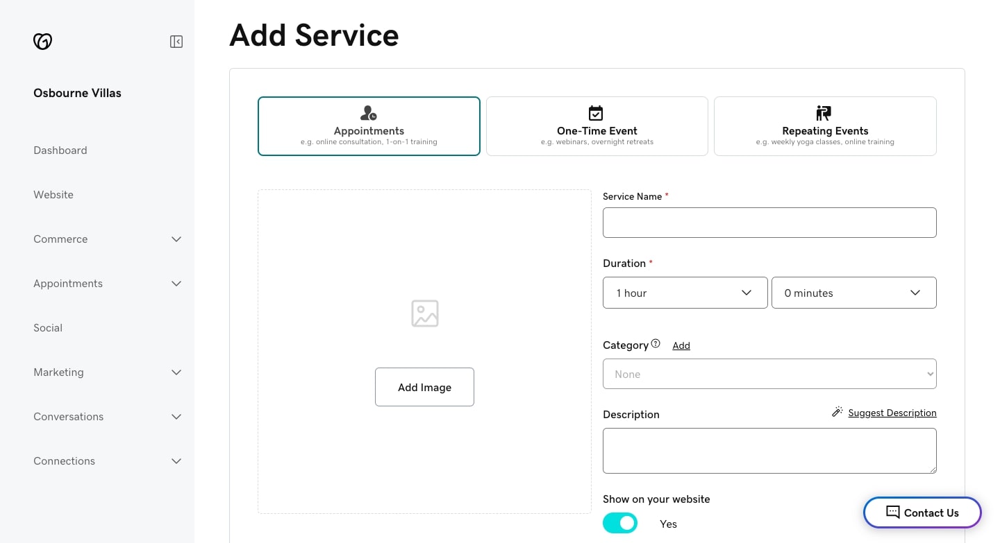 A screenshot of the GoDaddy appointment management tool.