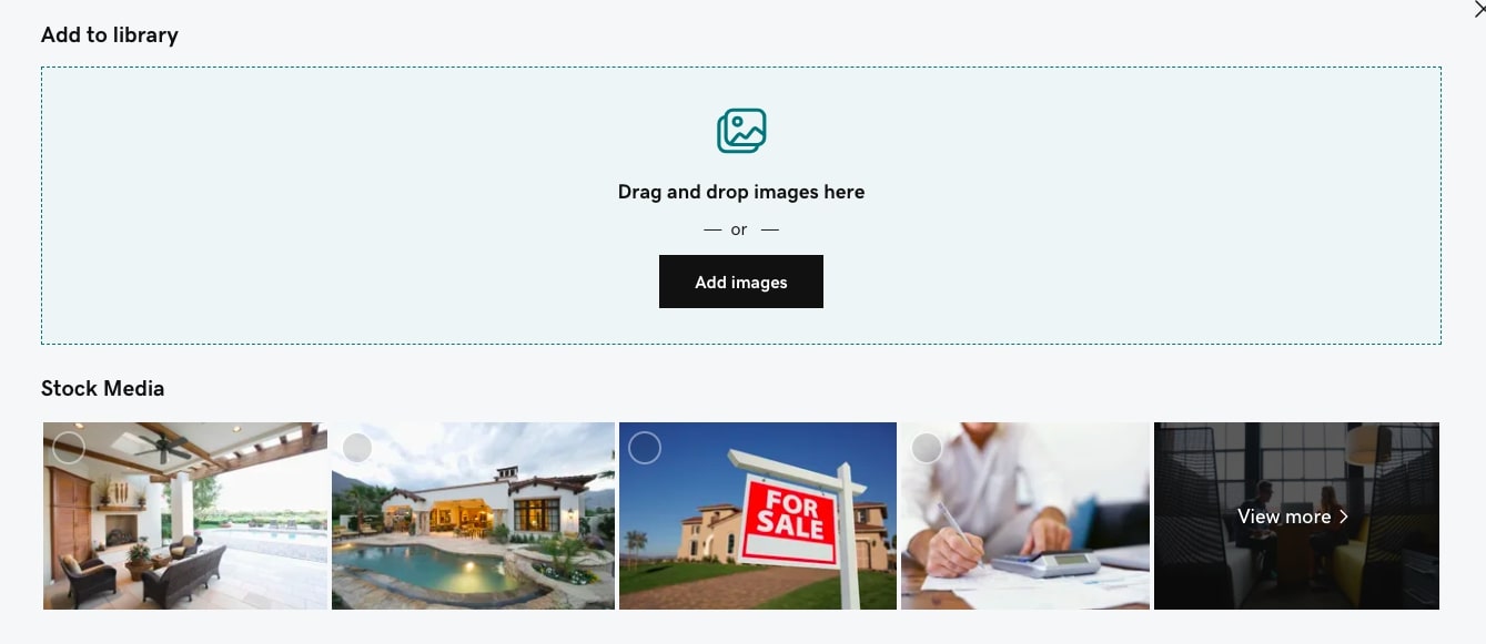 A screenshot of the upload form on the free GoDaddy website builder.