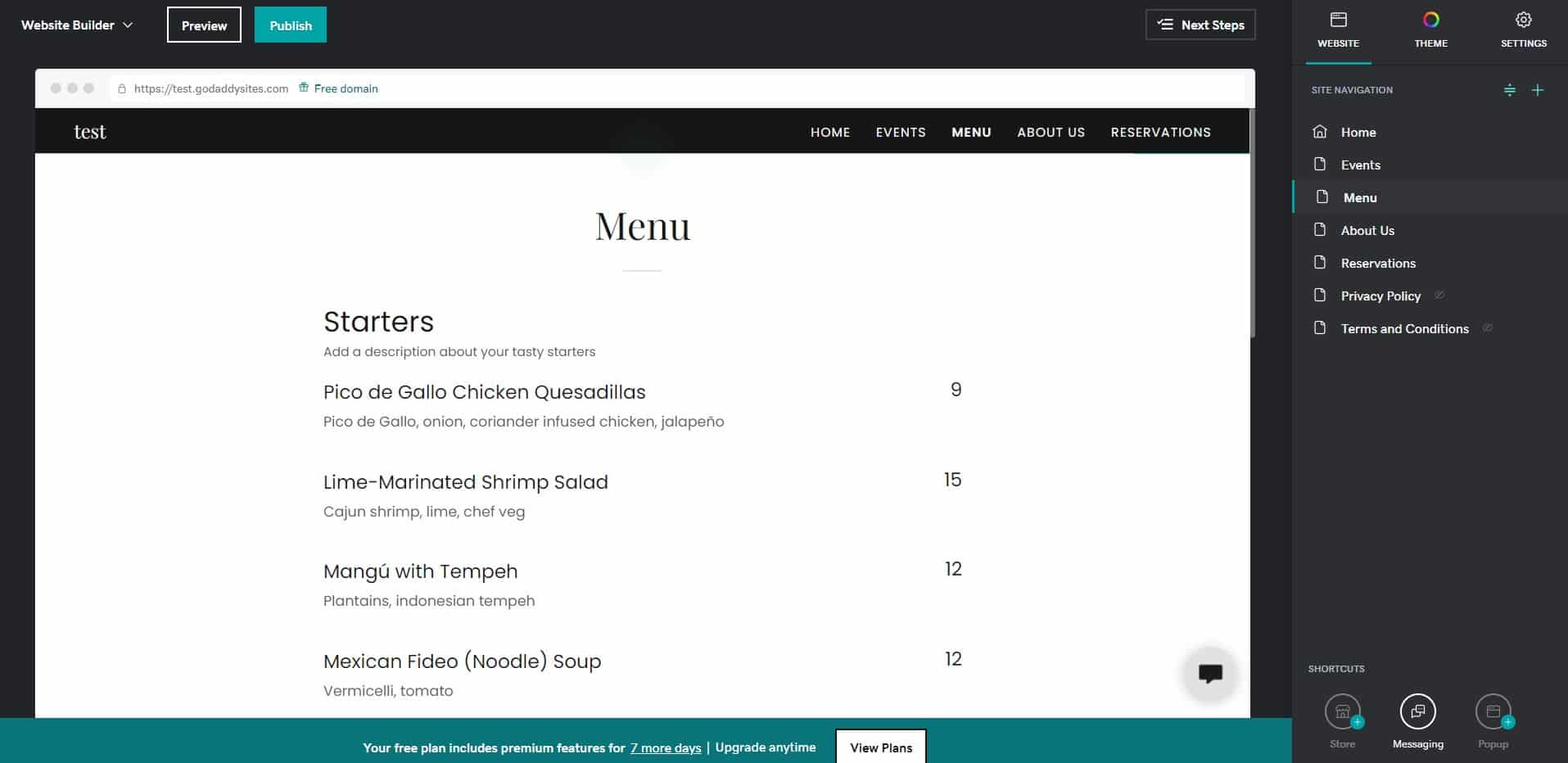 GoDaddy website builder 