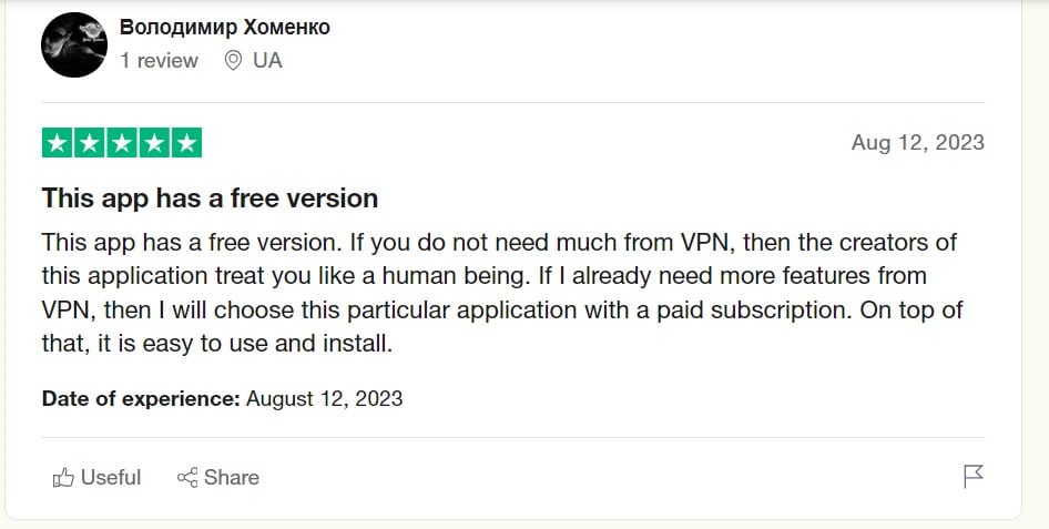 Hide.me review on Trustpilot