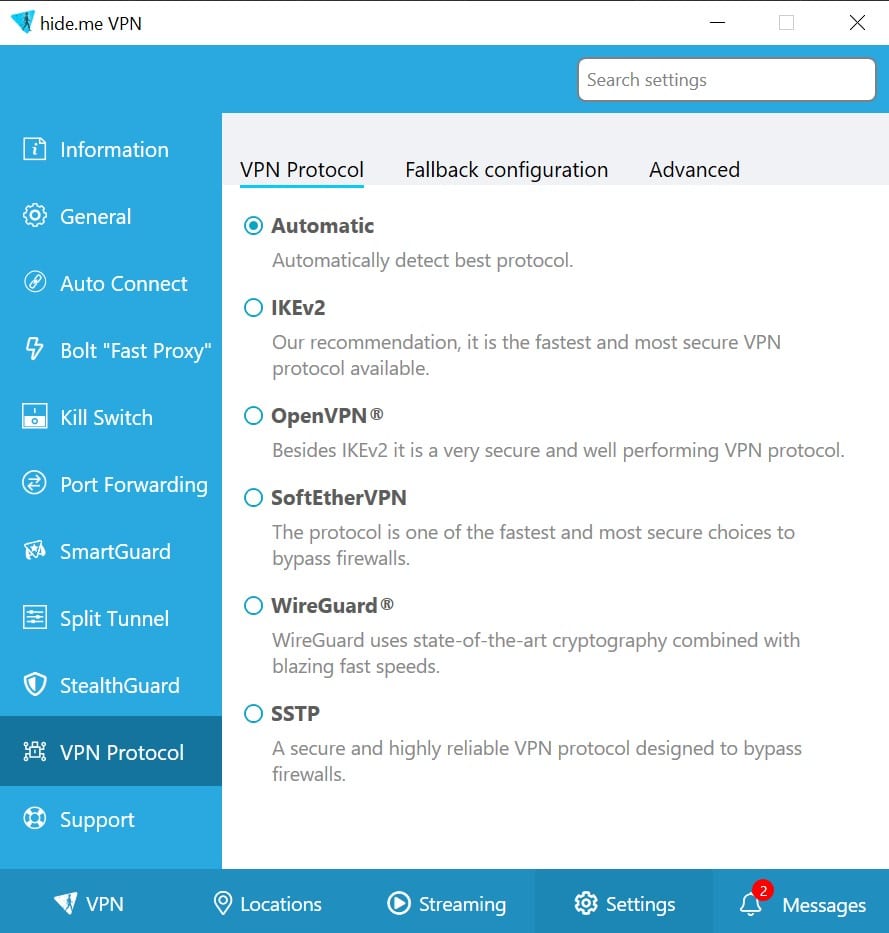 Hide.me VPN Protocols