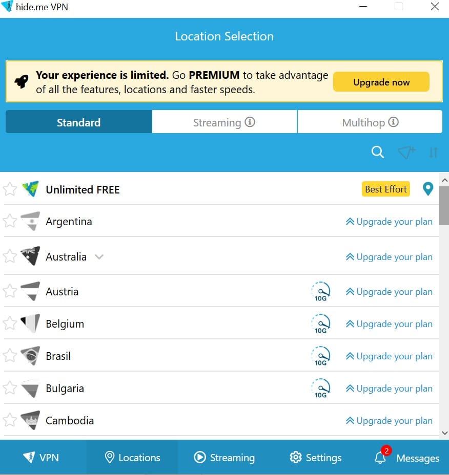 Hide.me VPN server locations