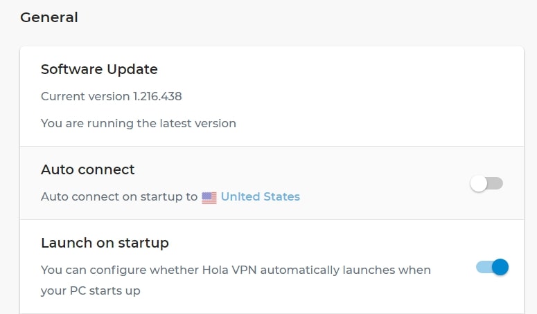 Hola Auto-Connect and launch on startup