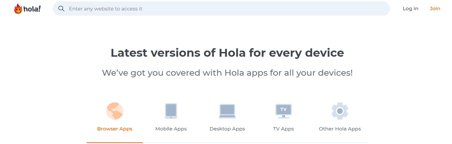 Hola homepage