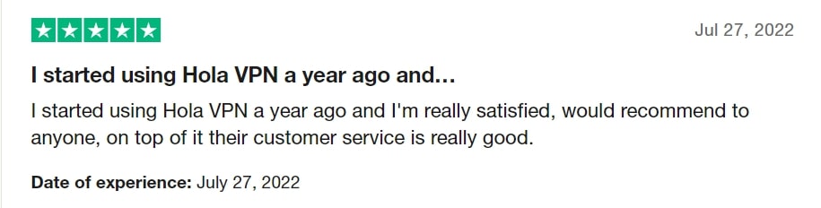 Hola Trustpilot review