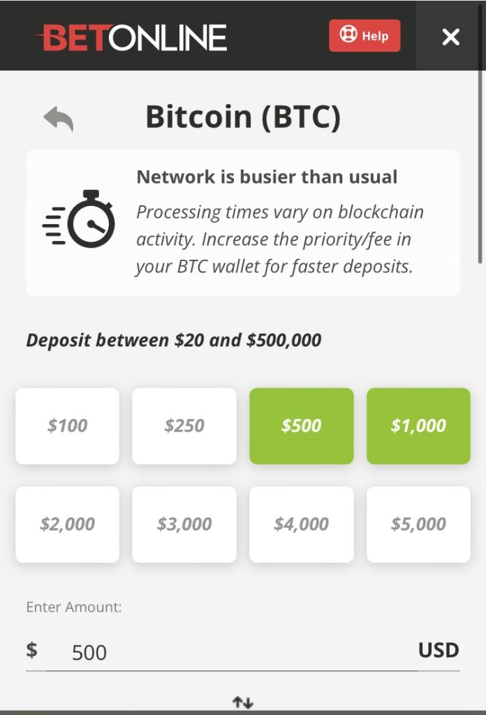 BetOnline App TX Deposit