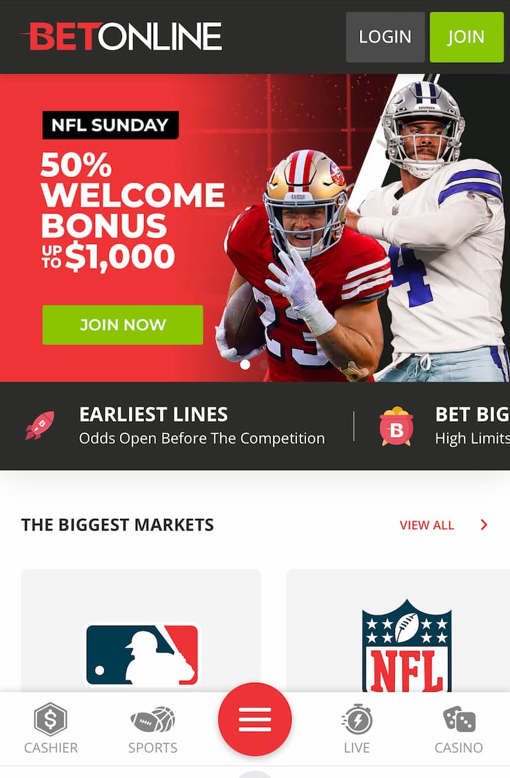 BetOnline mobile site