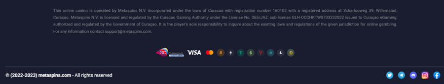 You can find the Curacao Gaming logo in the site’s footer