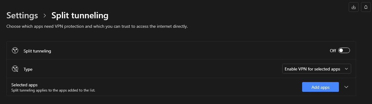 노드 VPN 분할 터널링