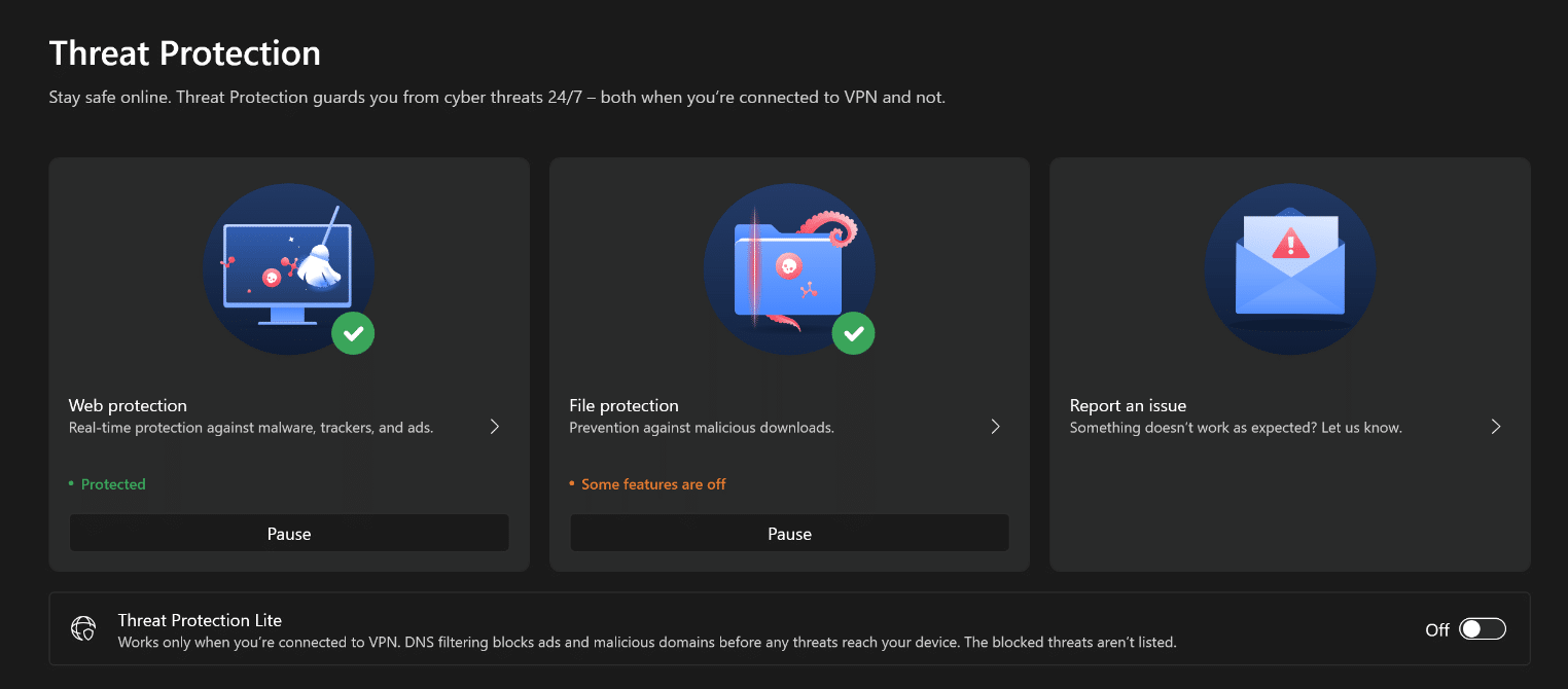 노드 VPN 바이러스 및 위협 방지 리뷰