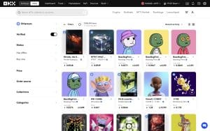 OXK NFT Marketplace home page