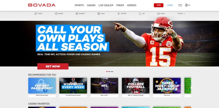 Bovada homepage