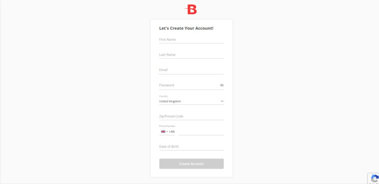 BetOnline sign up forms