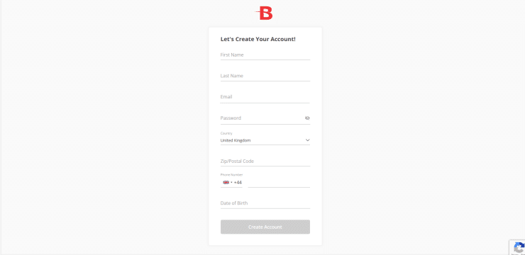 BetOnline sign up page