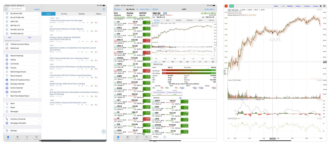 Stocks Tracker app on iOS 