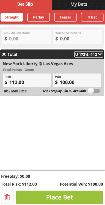 BetOnline WNBA basketball totals bet