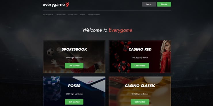 Everygame homepage