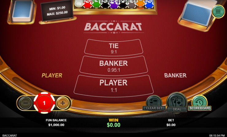 Baccarat table game at online casino in KS