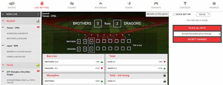 BetOnline live betting and features