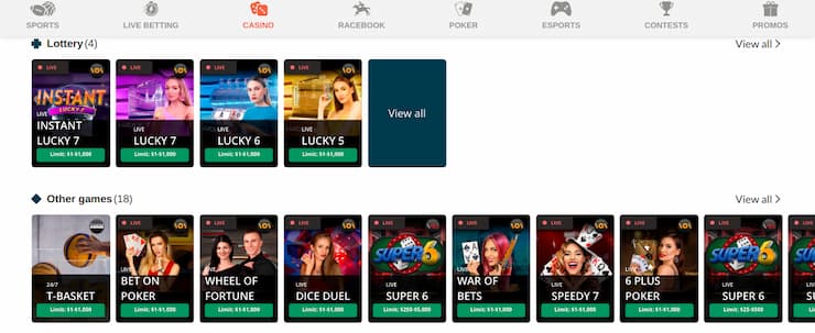 BetOnline live dealer casino