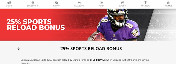 BetOnline sports reload bonus