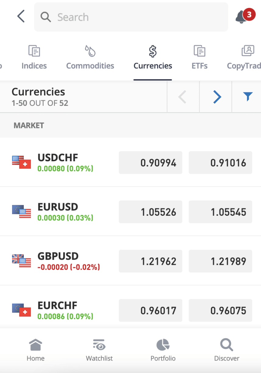 eToro trading app