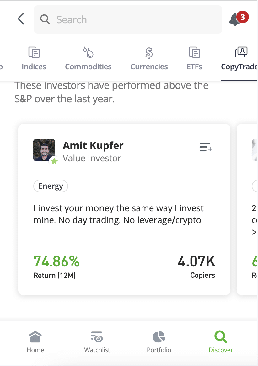 eToro copy trading 