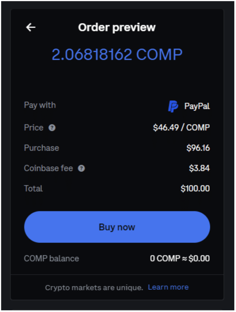 coinbase buy crypto COMP
